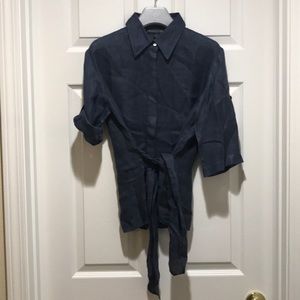 BNWOT LAFAYETTE 148 NY 100% LINEN BLOUSE WITH BELT
